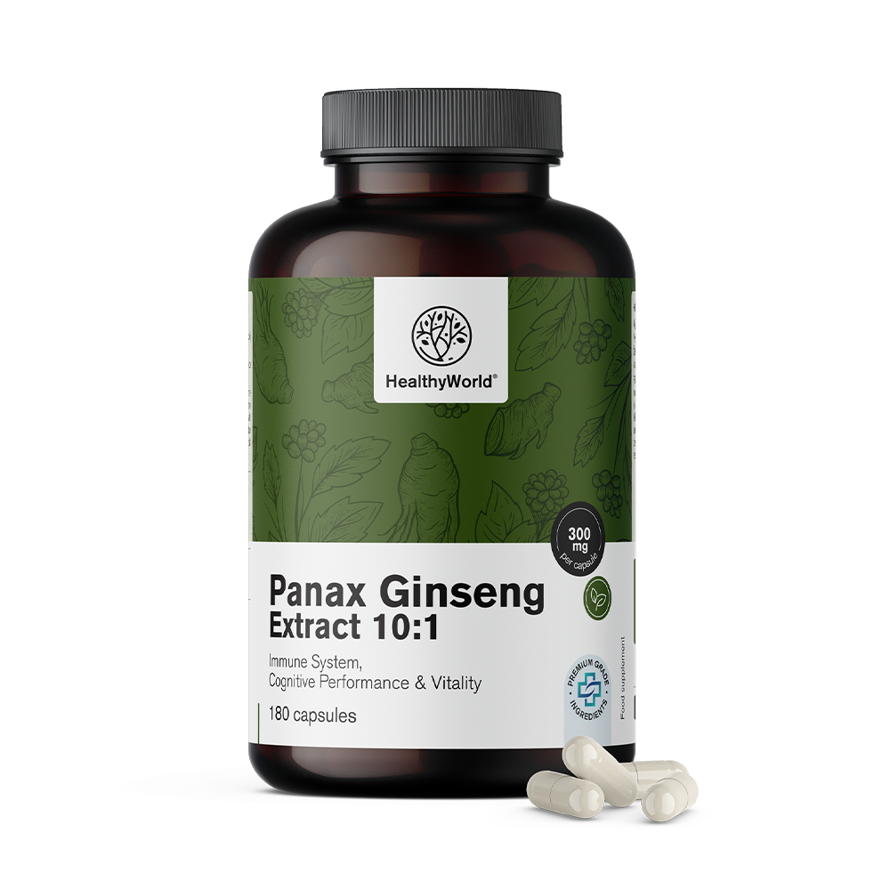 Panax Ginseng 300 mg - extracto de ginseng 10:1 en cápsulas.