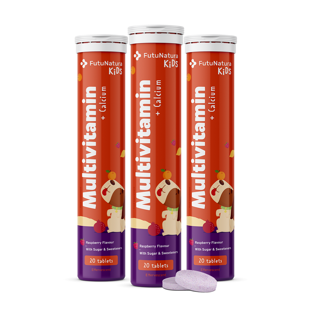 Multivitaminas para niños en forma de comprimidos efervescentes.