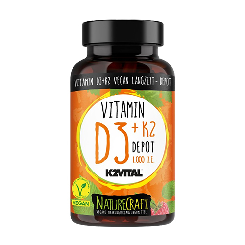 Vitamina D3 y K2 vegana. 