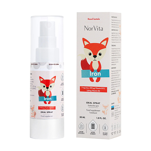 Spray vegano con hierro para niños. 

Rociador vegano con hierro para niños.