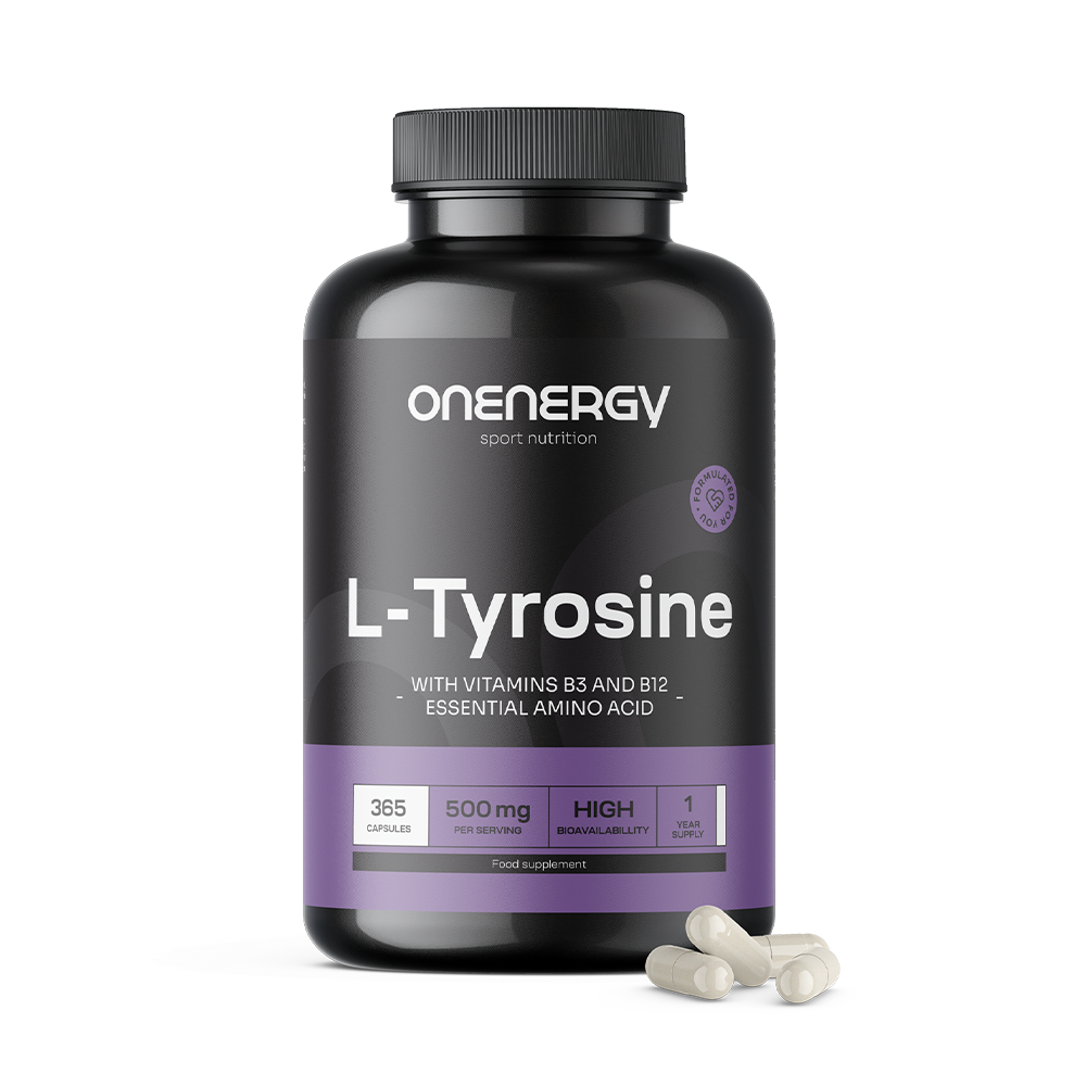 L-Tirosina 500 mg con vitaminas B3 y B12.