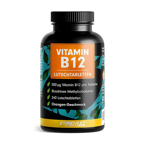 Vitamina B12 en pastillas - naranja.