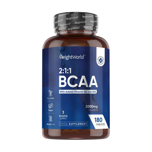 BCAA. Prehransko dopolnilo vsebuje razvejane aminokisline (BCAA) - L-leucin, L-izoleucin in L-valin v razmerju 2:1:1. BCAA so esencialne aminokisline, ki jih telo ne more proizvesti samo, zato jih je potrebno vnesti s hrano ali prehranskimi dopolnili. BCA